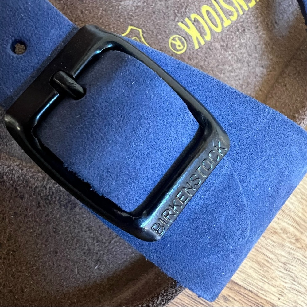 Birkenstock Unisex Blue Leather Double Ankle Strap Comfort Shoes 39 M6 L8 - Picture 4 of 8